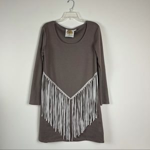 Fringe front detail western style dress